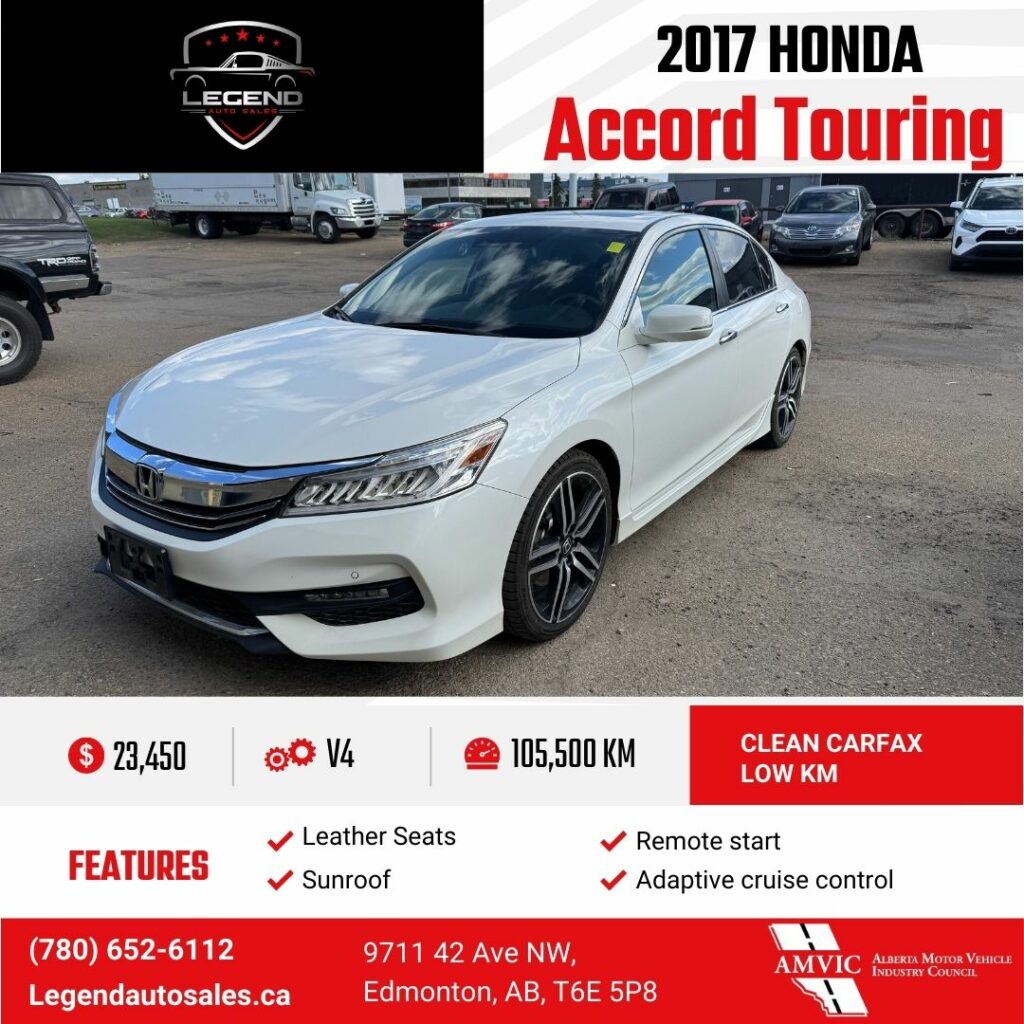 2017 HONDA ACCORD SEDAN Touring / Clean Carfax/ Low KM