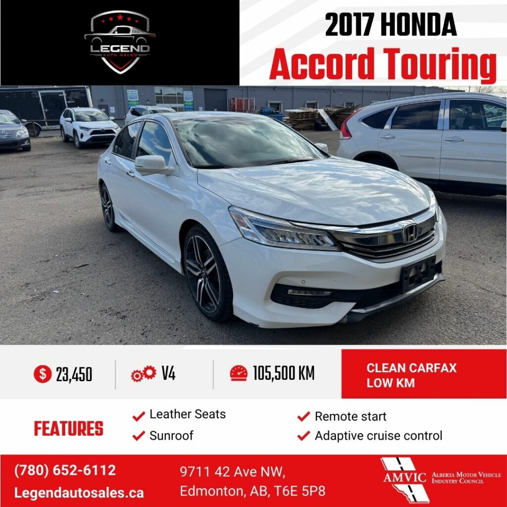 2017 HONDA ACCORD SEDAN Touring / Clean Carfax/ Low KM