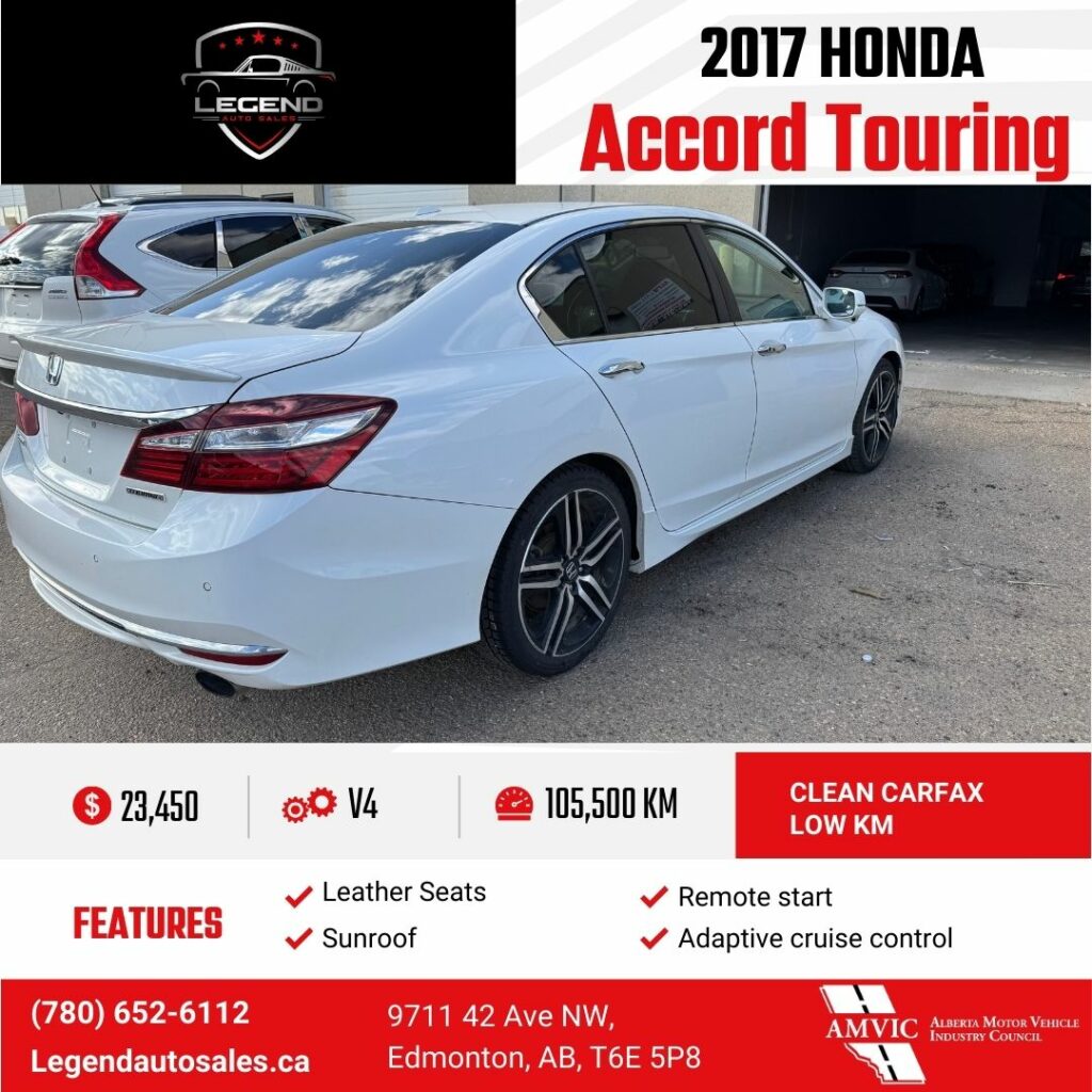 2017 HONDA ACCORD SEDAN Touring / Clean Carfax/ Low KM